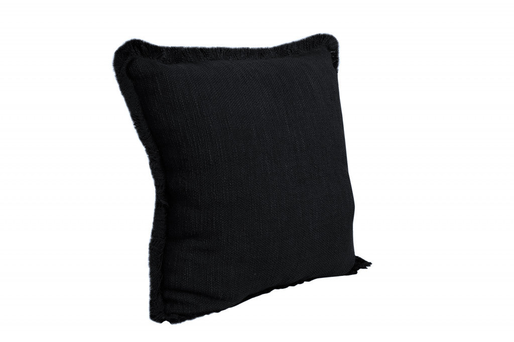 20" X 20" Jet Black 100% Cotton Zippered Pillow 4.0" (L) x 20.0" (W) x 20.0" (H) FurniFindUSA