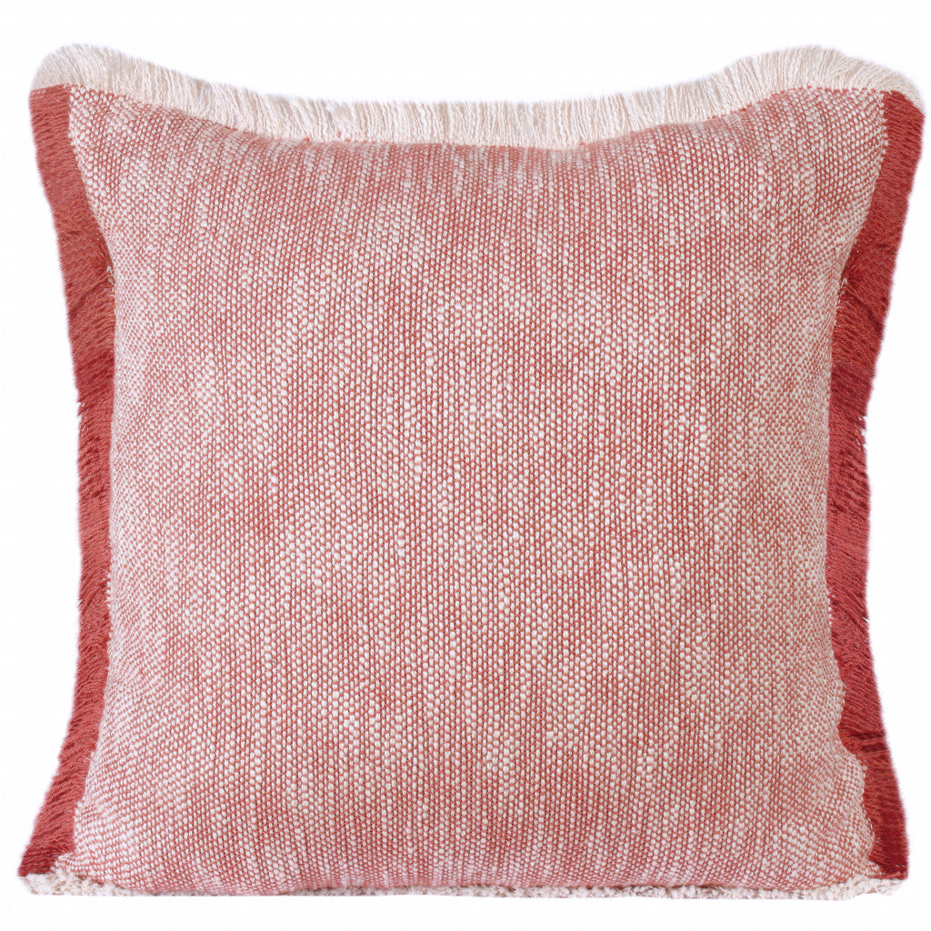 20" X 20" Auburn Red And White 100% Cotton Geometric Zippered Pillow FurniFindUSA