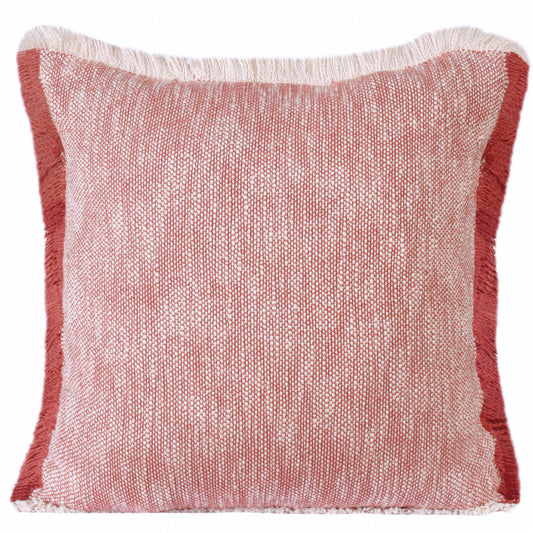 20" X 20" Auburn Red And White 100% Cotton Geometric Zippered Pillow FurniFindUSA