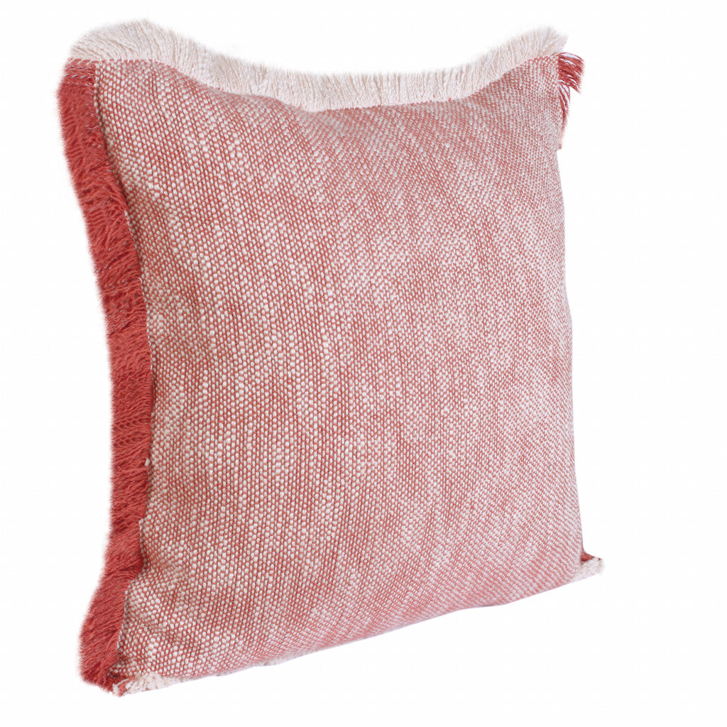 20" X 20" Auburn Red And White 100% Cotton Geometric Zippered Pillow FurniFindUSA