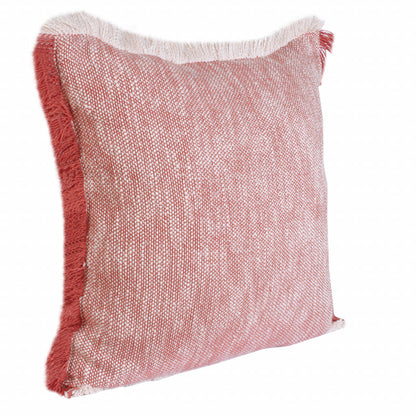 20" X 20" Auburn Red And White 100% Cotton Geometric Zippered Pillow FurniFindUSA