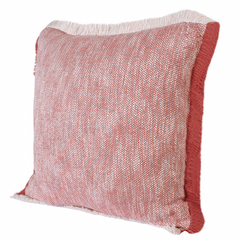 20" X 20" Auburn Red And White 100% Cotton Geometric Zippered Pillow FurniFindUSA