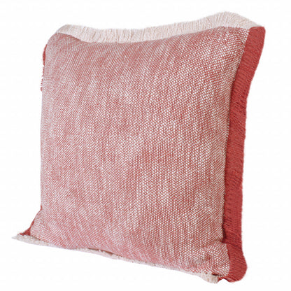 20" X 20" Auburn Red And White 100% Cotton Geometric Zippered Pillow FurniFindUSA