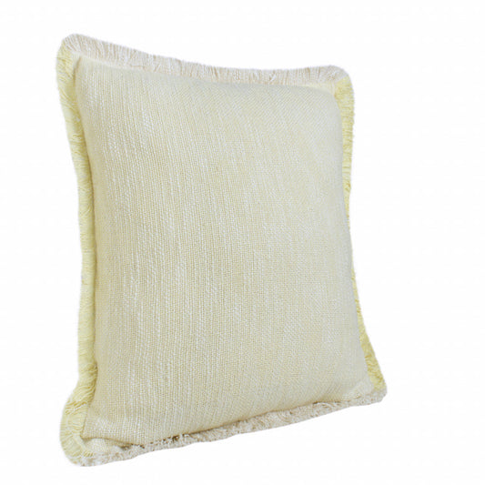 20" X 20" Light Yellow And White 100% Cotton Geometric Zippered Pillow 4.0" (L) x 20.0" (W) x 20.0" (H) FurniFindUSA