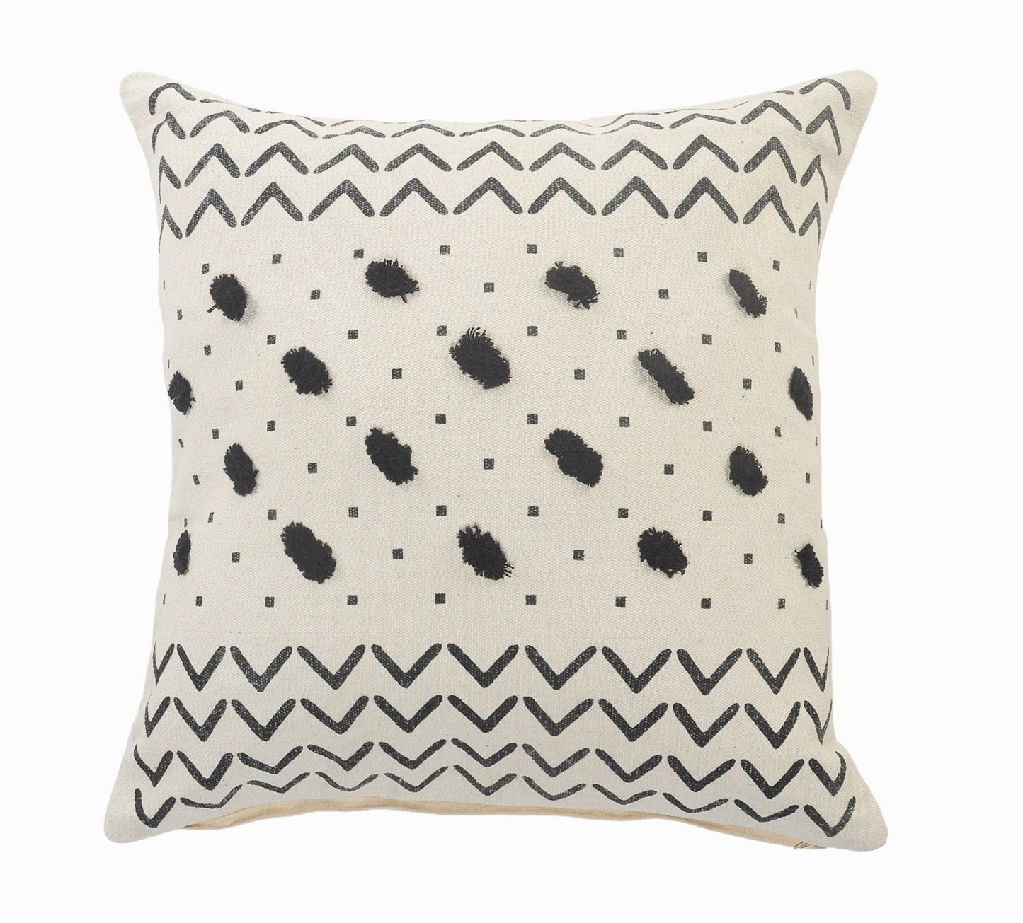 20" X 20" Cream And Black 100% Cotton Chevron Zippered Pillow FurniFindUSA