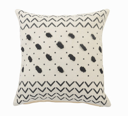 20" X 20" Cream And Black 100% Cotton Chevron Zippered Pillow FurniFindUSA