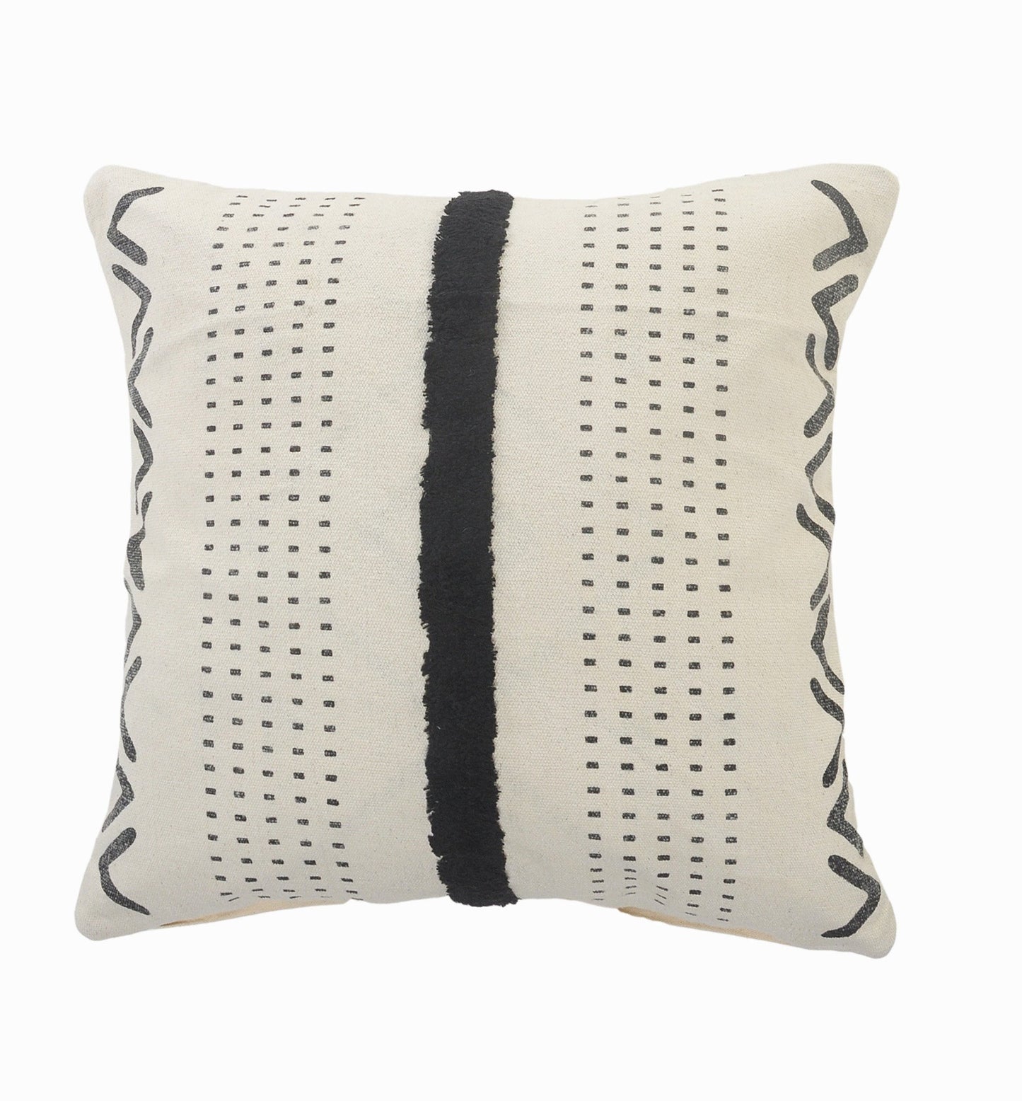 20" X 20" Cream And Black 100% Cotton Geometric Zippered Pillow 4.0" (L) x 20.0" (W) x 20.0" (H) FurniFindUSA