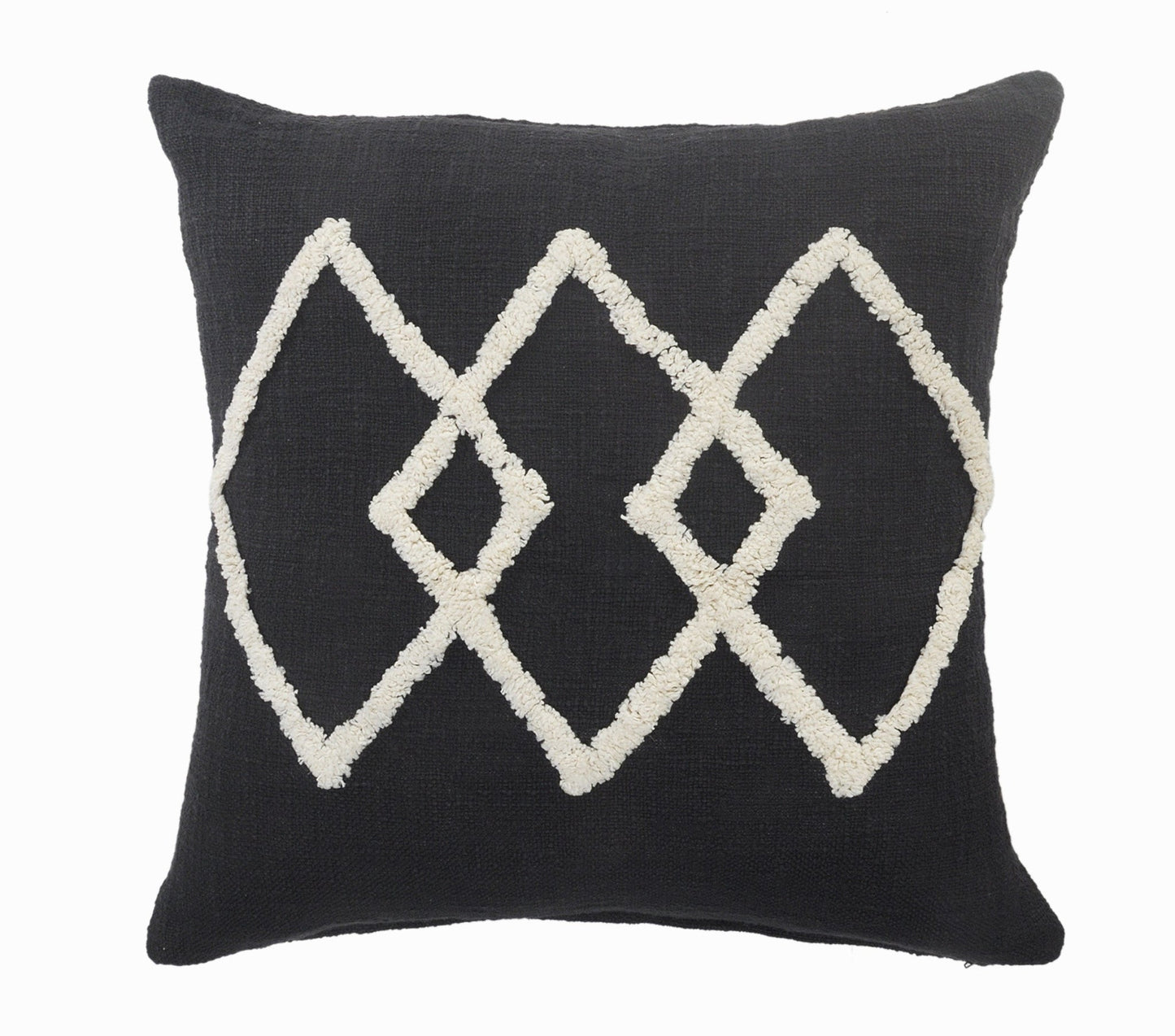 20" X 20" White And Black 100% Cotton Geometric Zippered Pillow 4.0" (L) x 20.0" (W) x 20.0" (H) FurniFindUSA