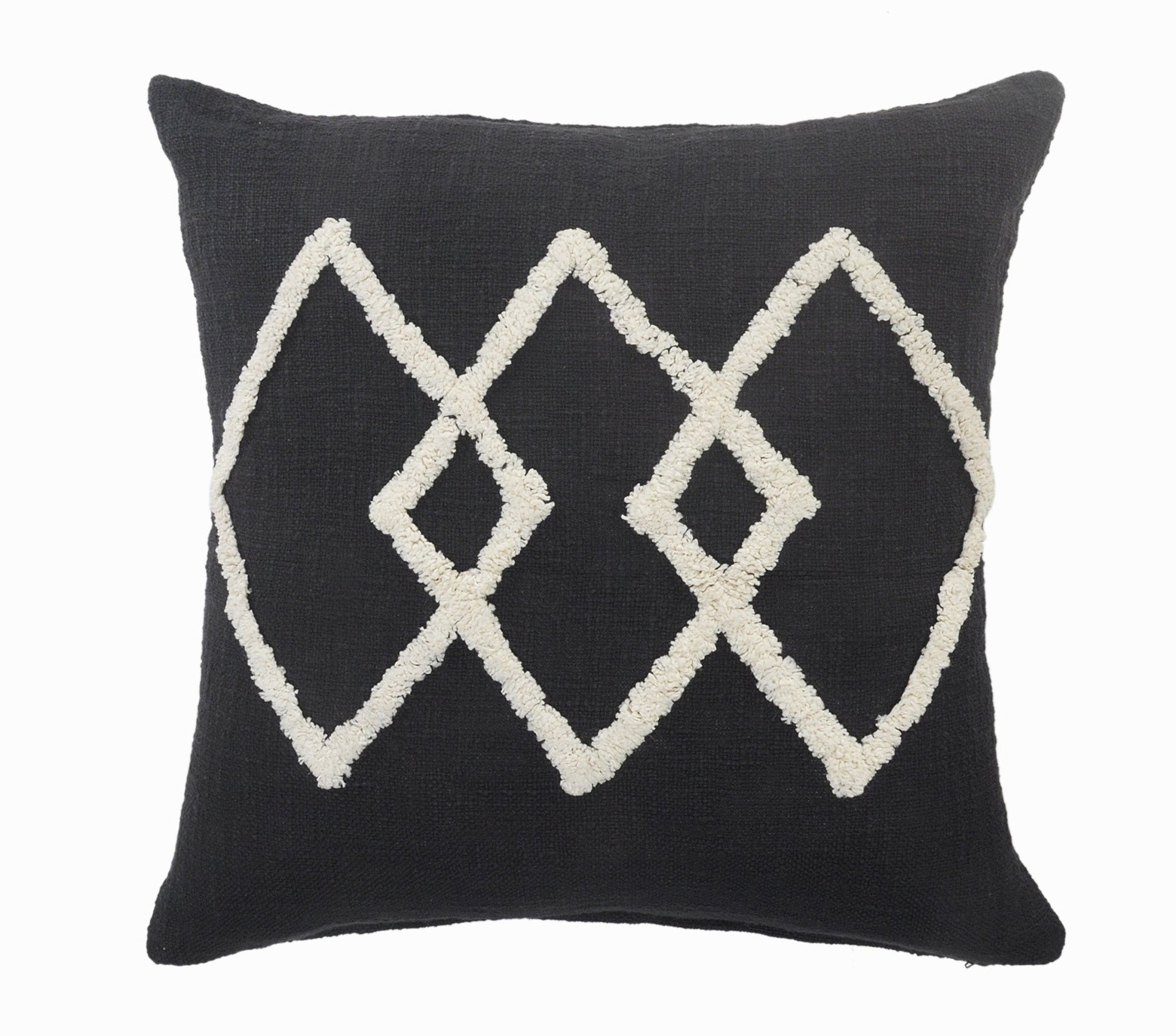 20" X 20" White And Black 100% Cotton Geometric Zippered Pillow 4.0" (L) x 20.0" (W) x 20.0" (H) FurniFindUSA