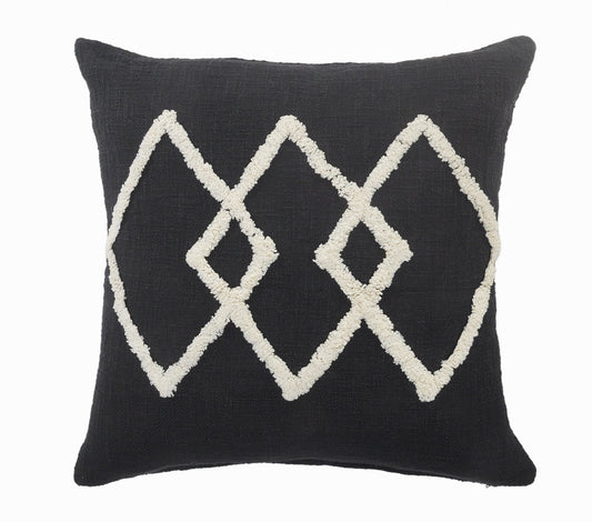 20" X 20" White And Black 100% Cotton Geometric Zippered Pillow 4.0" (L) x 20.0" (W) x 20.0" (H) FurniFindUSA