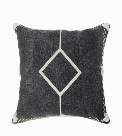 20" X 20" White And Black 100% Cotton Geometric Zippered Pillow HomeRoots