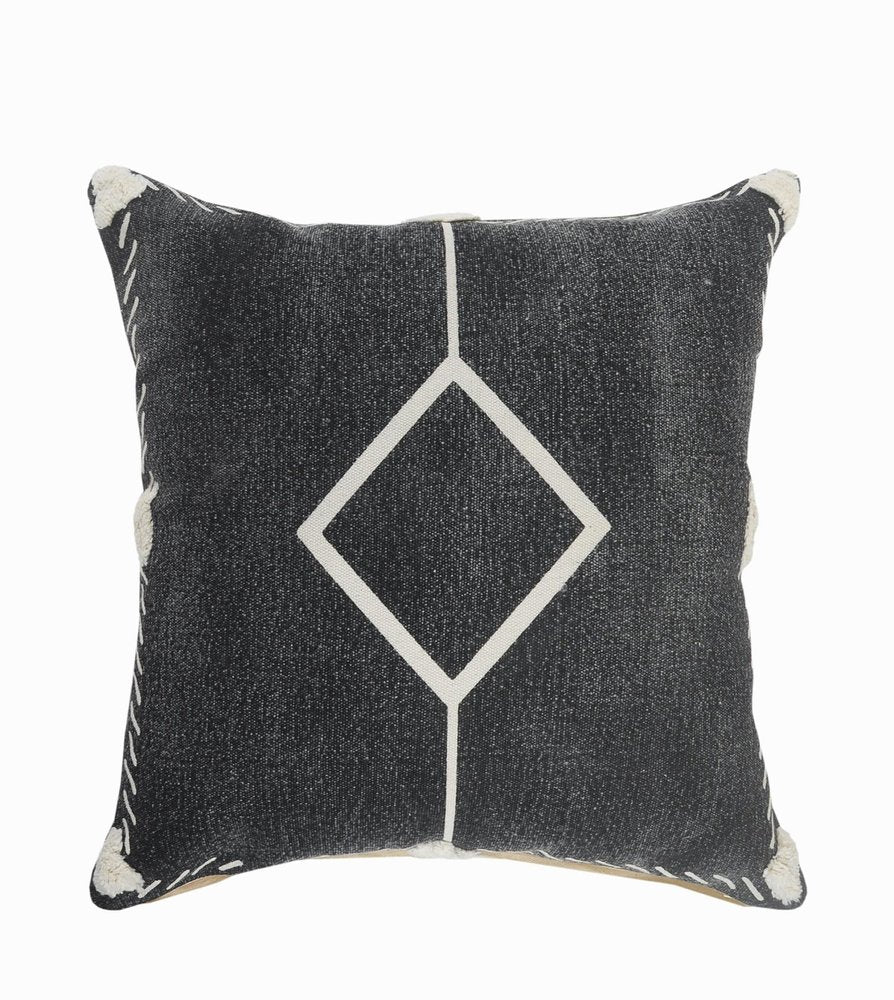 20" X 20" White And Black 100% Cotton Geometric Zippered Pillow — view 1