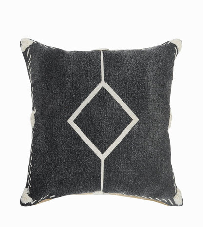 20" X 20" White And Black 100% Cotton Geometric Zippered Pillow HomeRoots