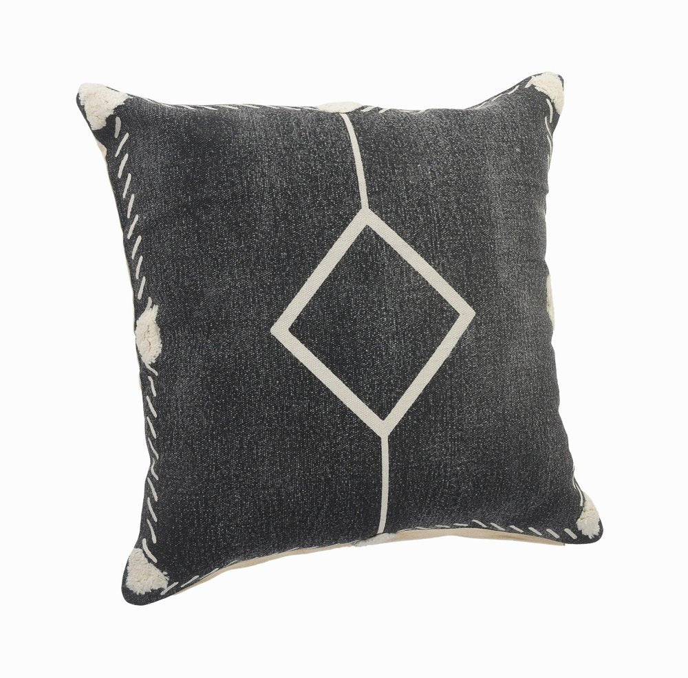 20" X 20" White And Black 100% Cotton Geometric Zippered Pillow — view 3