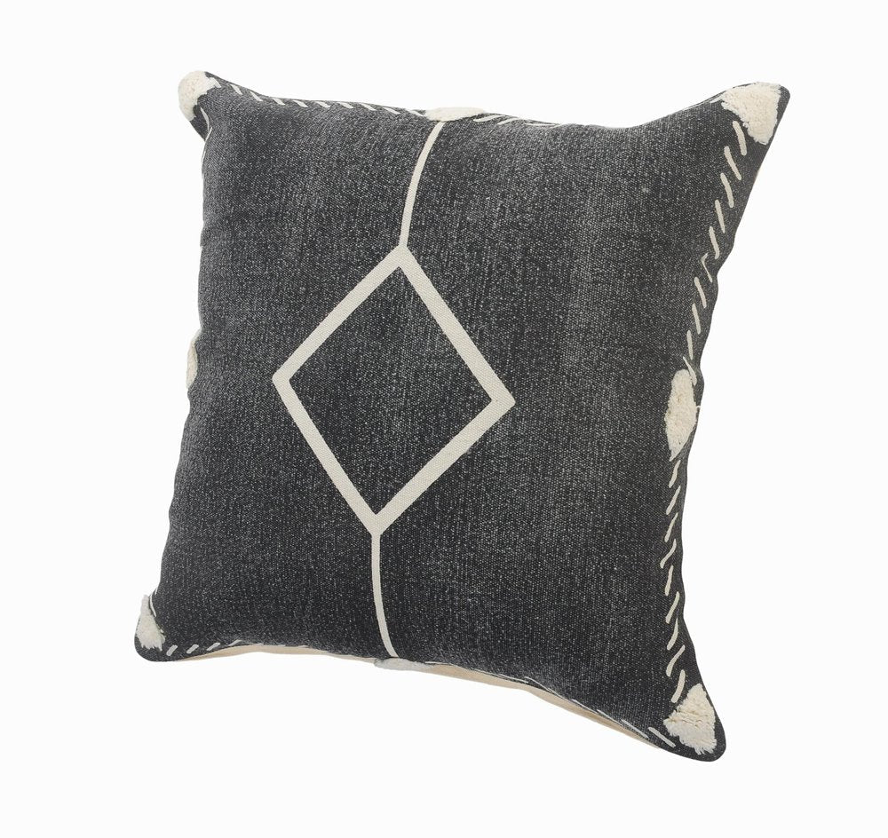 20" X 20" White And Black 100% Cotton Geometric Zippered Pillow — view 4