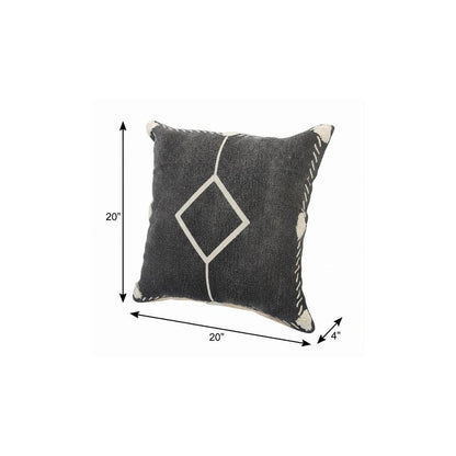20" X 20" White And Black 100% Cotton Geometric Zippered Pillow HomeRoots