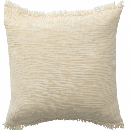 20" X 20" Cream And Beige 100% Cotton Zippered Pillow FurniFindUSA