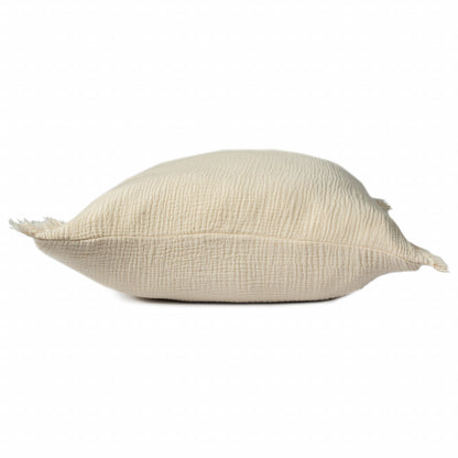 20" X 20" Cream And Beige 100% Cotton Zippered Pillow FurniFindUSA