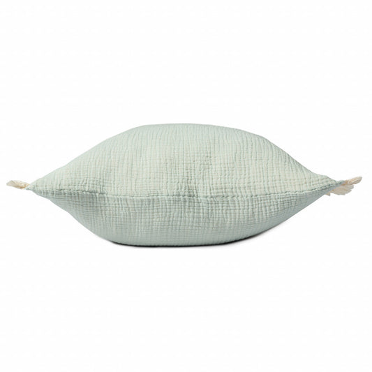 20" X 20" Aqua Blue And Cream 100% Cotton Zippered Pillow FurniFindUSA