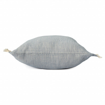 20" X 20" Blue Gray And Cream 100% Cotton Zippered Pillow FurniFindUSA