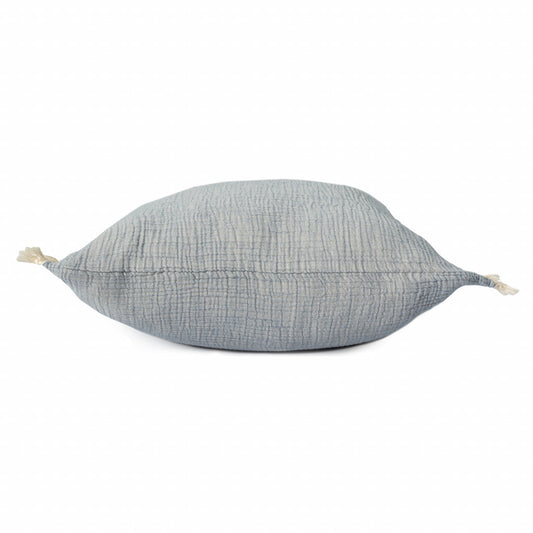 20" X 20" Blue Gray And Cream 100% Cotton Zippered Pillow FurniFindUSA