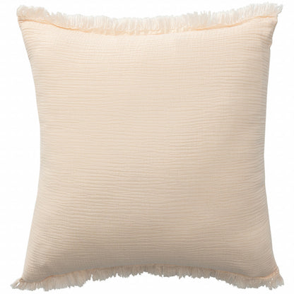 20" X 20" Peach And Cream 100% Cotton Zippered Pillow FurniFindUSA