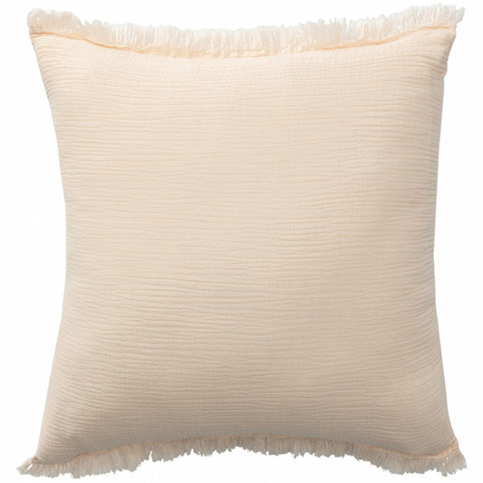 20" X 20" Peach And Cream 100% Cotton Zippered Pillow FurniFindUSA