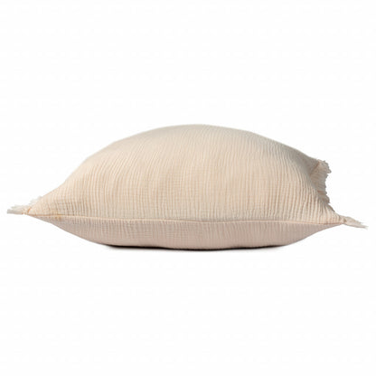20" X 20" Peach And Cream 100% Cotton Zippered Pillow FurniFindUSA