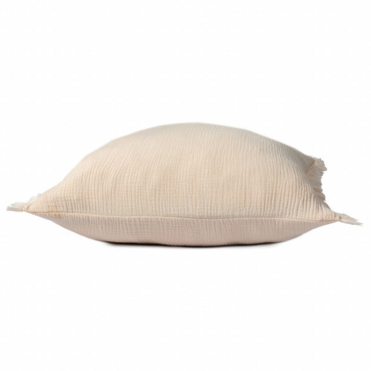 20" X 20" Peach And Cream 100% Cotton Zippered Pillow FurniFindUSA