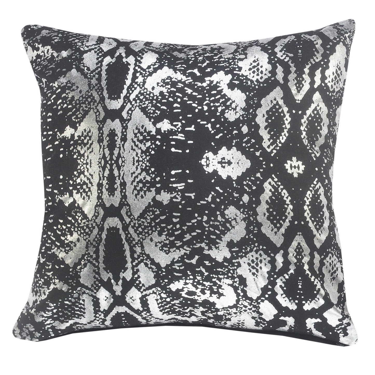 20" X 20" Black And Silver 100% Cotton Animal Print Zippered Pillow FurniFindUSA