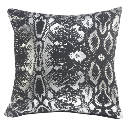 20" X 20" Black And Silver 100% Cotton Animal Print Zippered Pillow FurniFindUSA