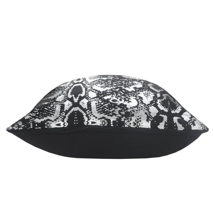 20" X 20" Black And Silver 100% Cotton Animal Print Zippered Pillow FurniFindUSA