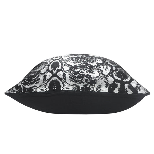 20" X 20" Black And Silver 100% Cotton Animal Print Zippered Pillow FurniFindUSA