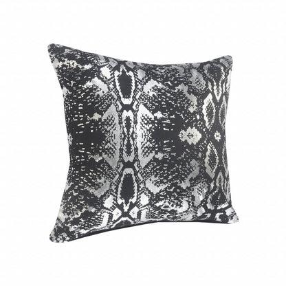 20" X 20" Black And Silver 100% Cotton Animal Print Zippered Pillow FurniFindUSA