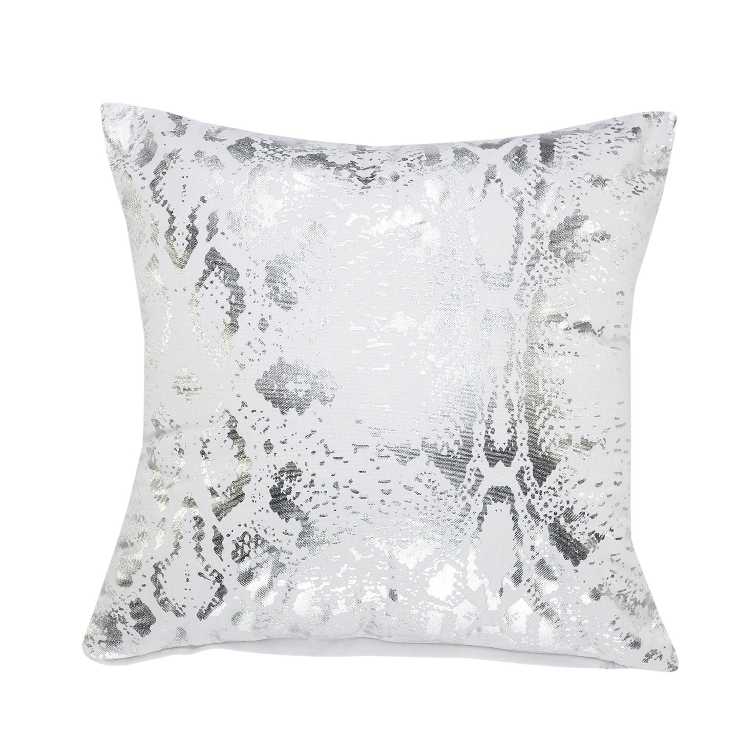 20" X 20" White And Silver 100% Cotton Animal Print Zippered Pillow FurniFindUSA