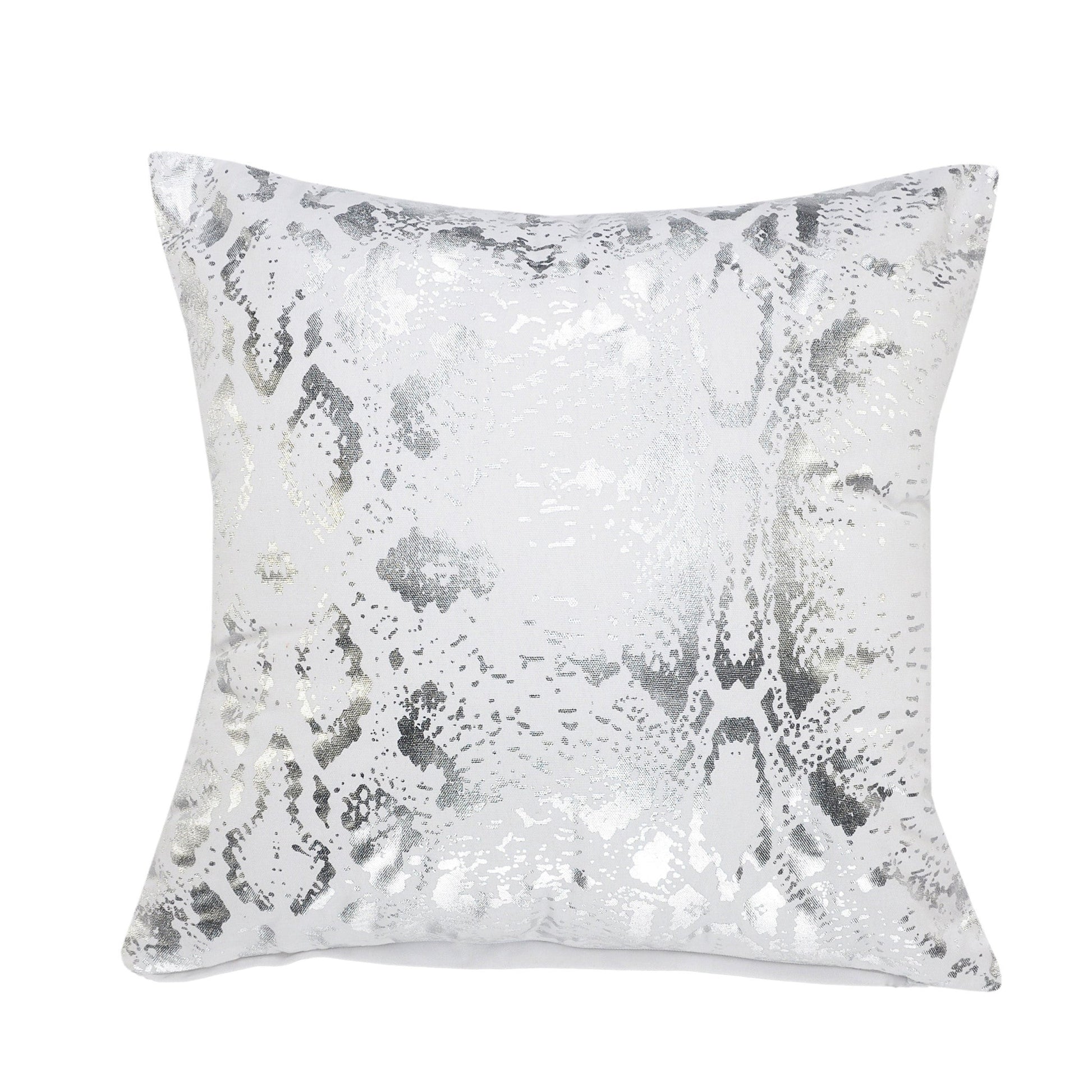 20" X 20" White And Silver 100% Cotton Animal Print Zippered Pillow FurniFindUSA