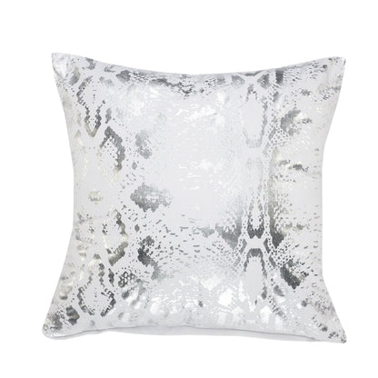 20" X 20" White And Silver 100% Cotton Animal Print Zippered Pillow FurniFindUSA