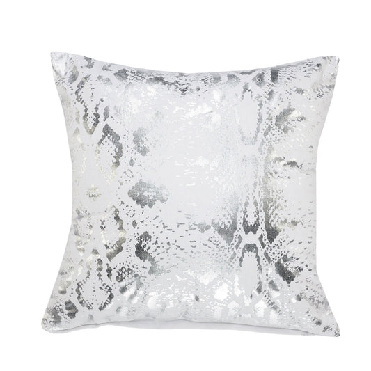 20" X 20" White And Silver 100% Cotton Animal Print Zippered Pillow FurniFindUSA