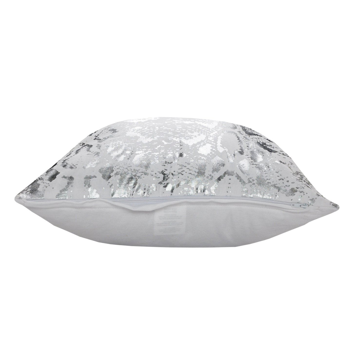 20" X 20" White And Silver 100% Cotton Animal Print Zippered Pillow FurniFindUSA