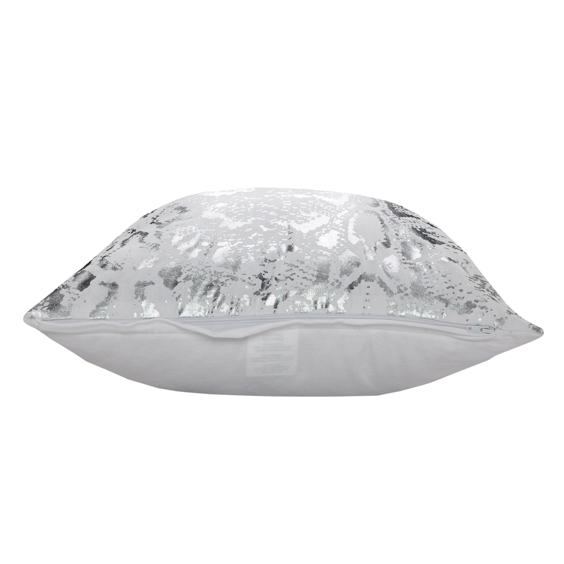 20" X 20" White And Silver 100% Cotton Animal Print Zippered Pillow FurniFindUSA