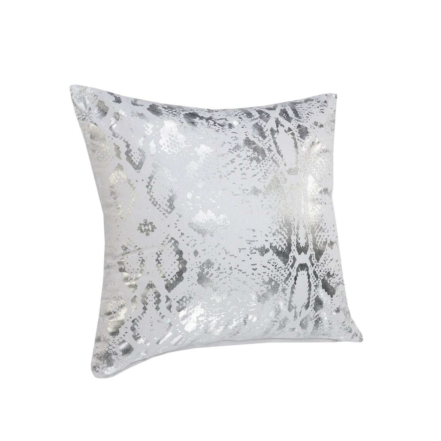 20" X 20" White And Silver 100% Cotton Animal Print Zippered Pillow FurniFindUSA