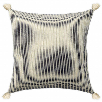 18" X 18" Navy And Ivory 100% Cotton Striped Zippered Pillow FurniFindUSA