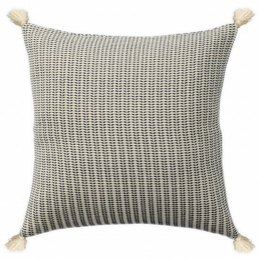 18" X 18" Navy And Ivory 100% Cotton Striped Zippered Pillow FurniFindUSA
