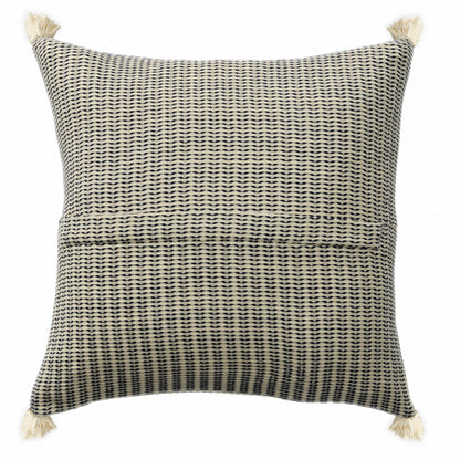 18" X 18" Navy And Ivory 100% Cotton Striped Zippered Pillow FurniFindUSA