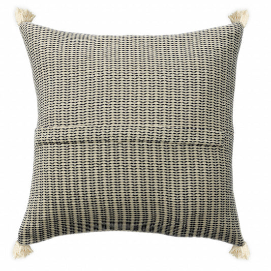 18" X 18" Navy And Ivory 100% Cotton Striped Zippered Pillow FurniFindUSA