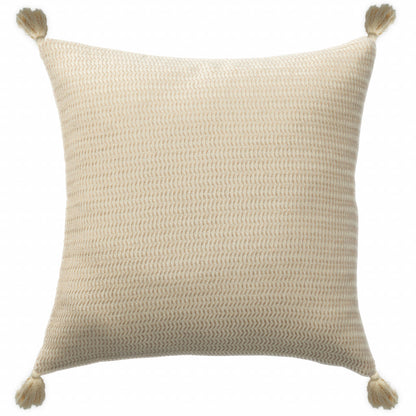 18" X 18" Beige And Ivory 100% Cotton Striped Zippered Pillow FurniFindUSA