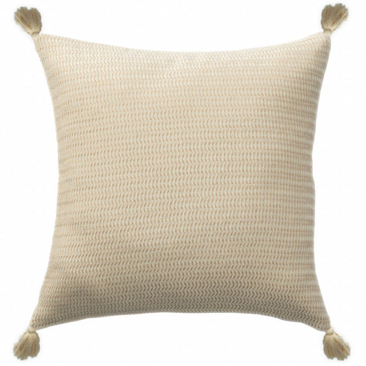 18" X 18" Beige And Ivory 100% Cotton Striped Zippered Pillow FurniFindUSA