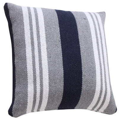 20" X 20" Navy Gray And White 100% Cotton Coastal Zippered Pillow FurniFindUSA