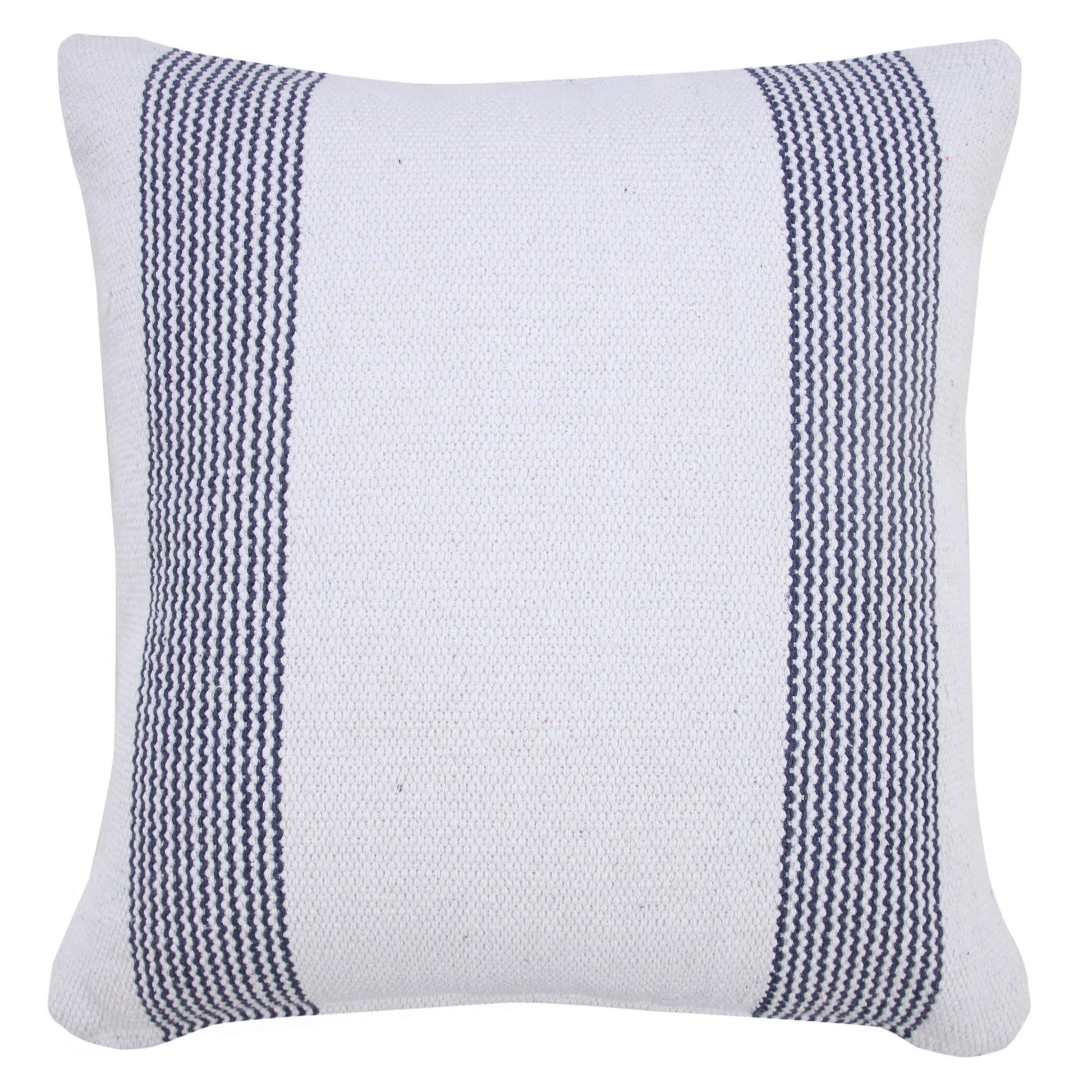 20" X 20" Pale Blue And White 100% Cotton Geometric Zippered Pillow FurniFindUSA