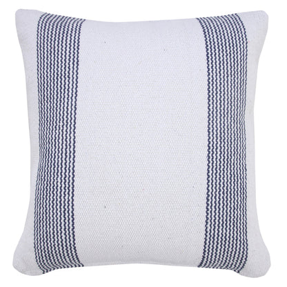 20" X 20" Pale Blue And White 100% Cotton Geometric Zippered Pillow FurniFindUSA